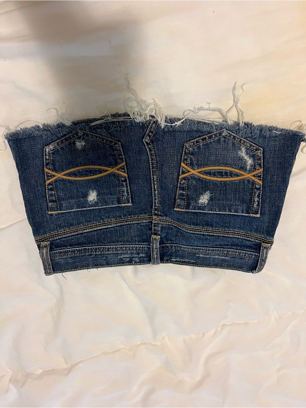 Abercrombie & Fitch Dark Blue Distressed Denim Cut-Off Shorts